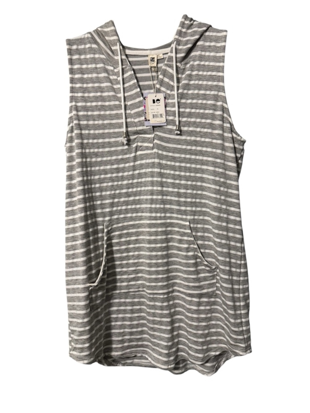 Beach by Exist Gray & White Striped Sleeveless Dress - Size XL